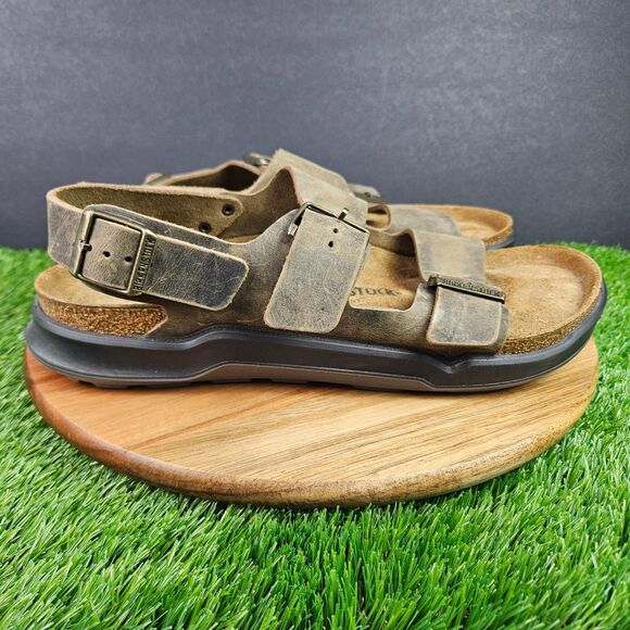 Birkenstock Milano CT Sandal Mens Size 12 Brown Oiled Leather Buckle Sling Back - Picture 1 of 10